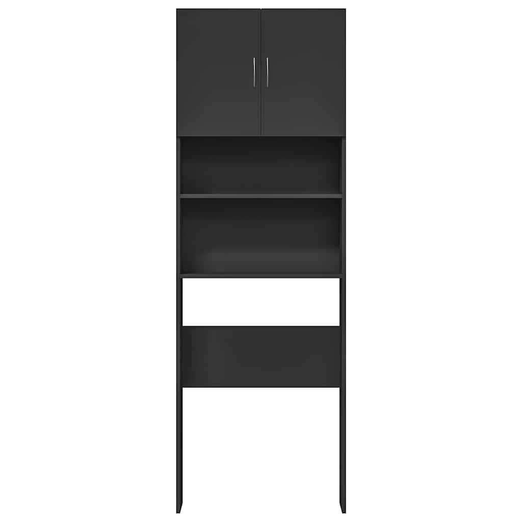 Mobile Lavatrice Nero 64x24x190 cm in Legno Multistrato