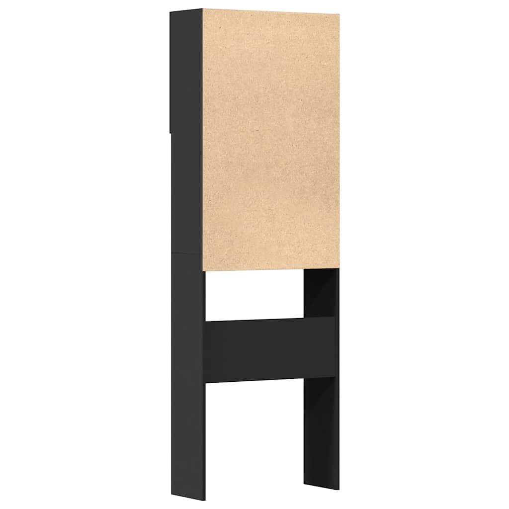 Mobile Lavatrice Nero 64x24x190 cm in Legno Multistrato