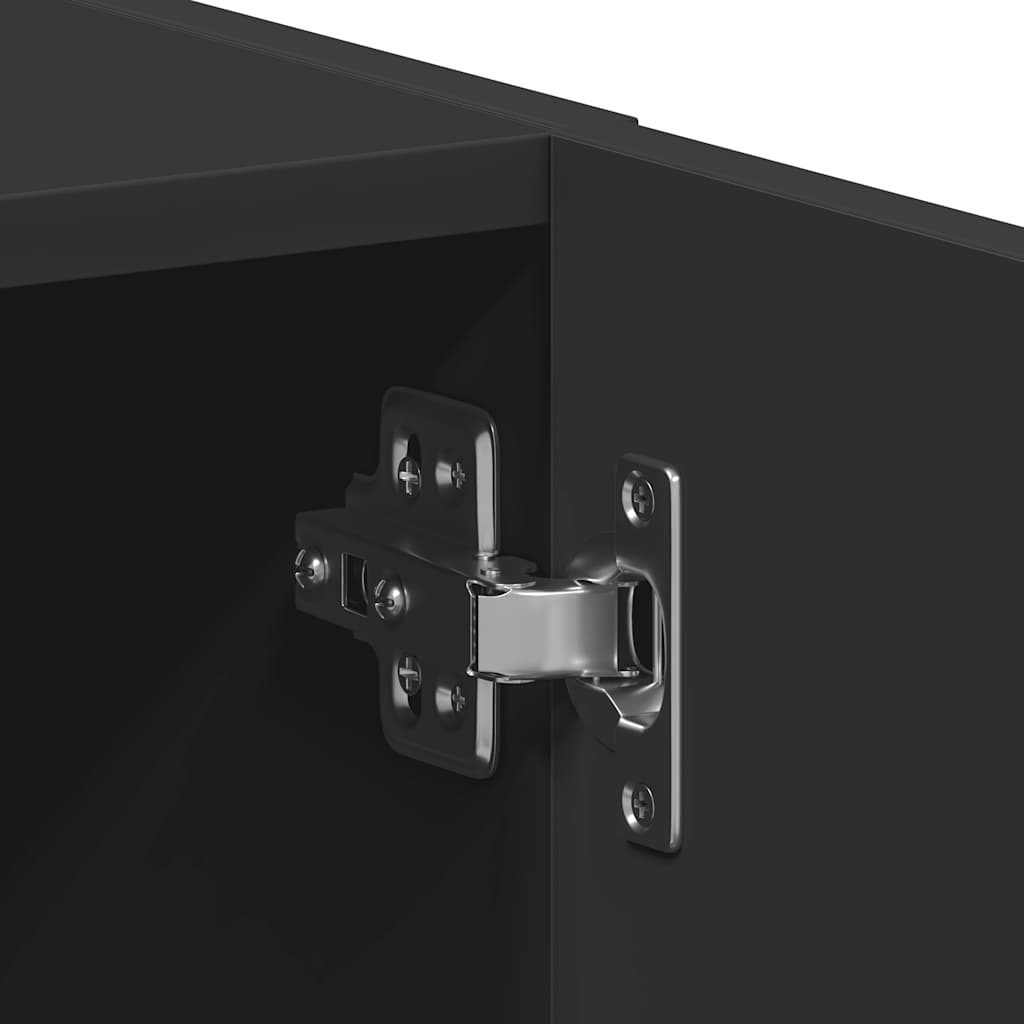 Mobile Lavatrice Nero 64x24x190 cm in Legno Multistrato