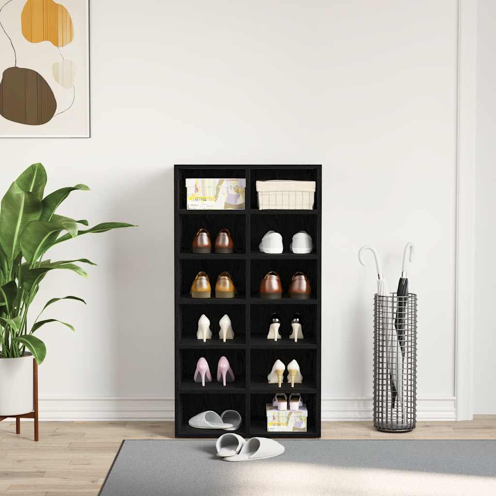 Scarpiera Rovere Nero 54x34x100,5 cm in Legno Multistrato