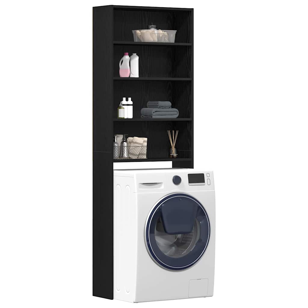 Armadio per Lavatrice Rovere Nero 64 x 24 x 190 cm