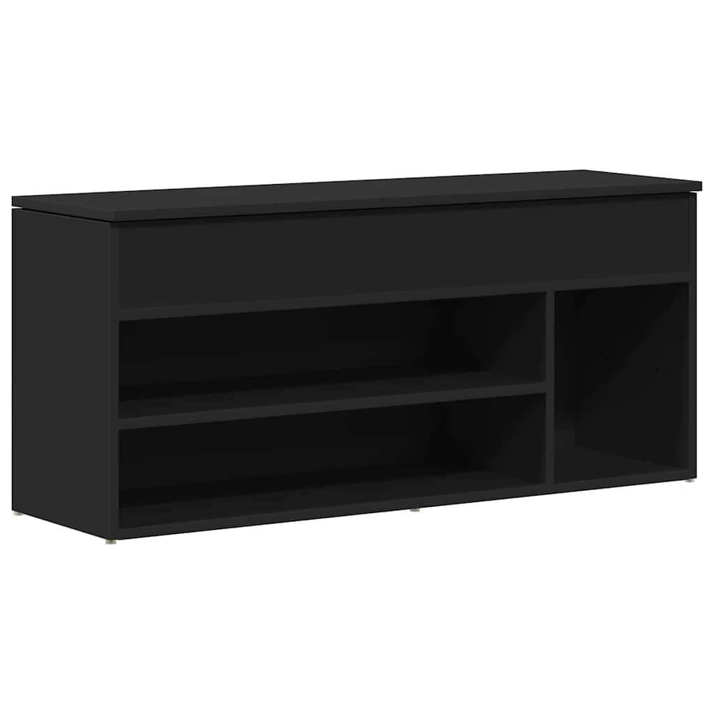 Panca Porta Scarpe Nera 102x30,5x45 cm in Legno Multistrato