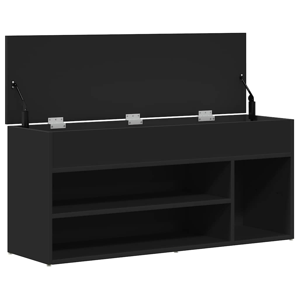 Panca Porta Scarpe Nera 102x30,5x45 cm in Legno Multistrato