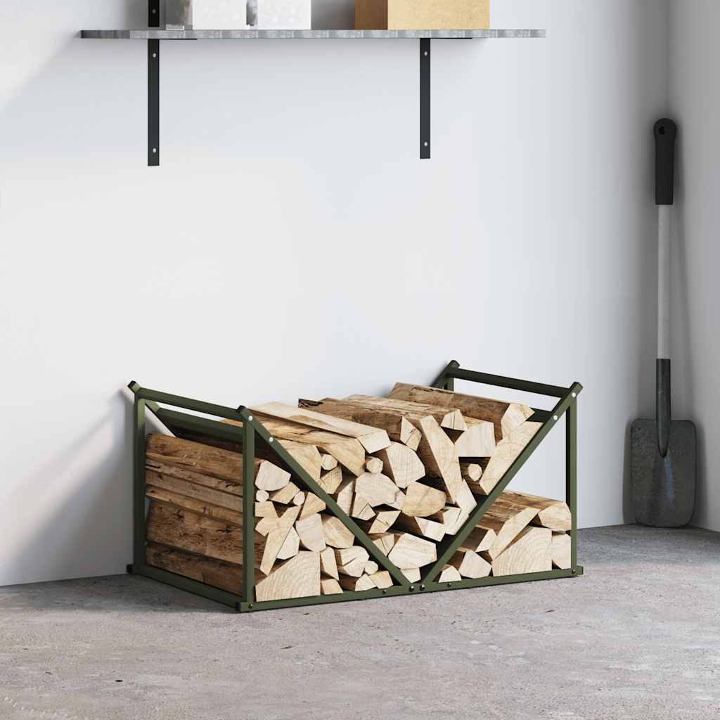 Rastrelliera per Legna da Ardere Verde Oliva 70x43x34,5 cm
