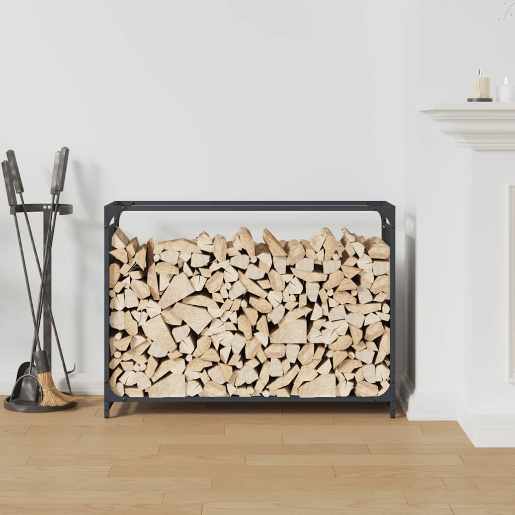 Rastrelliera per Legna da Ardere Antracite 90x28x65 cm