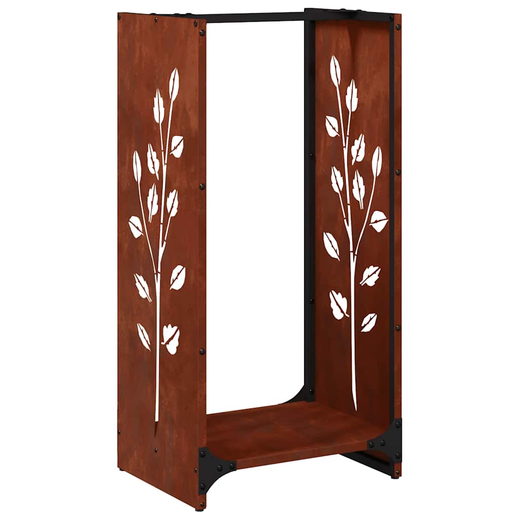 Rastrelliera per Legna da Ardere 40x30x80 cm in Acciaio Corten