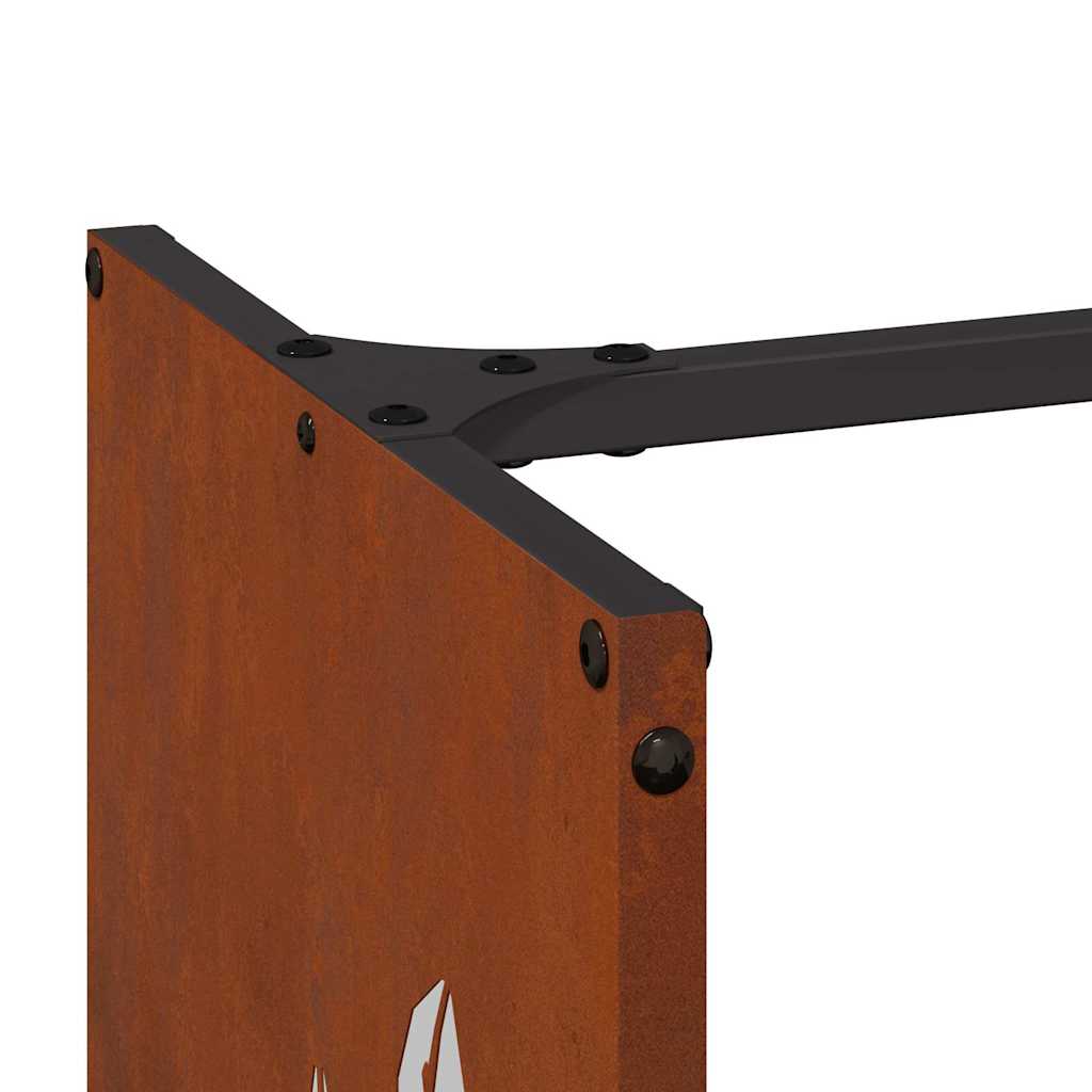 Rastrelliera per Legna da Ardere 40x30x80 cm in Acciaio Corten