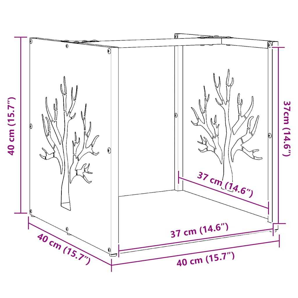 Rastrelliera per Legna da Ardere 40x40x40 cm in Acciaio Inox