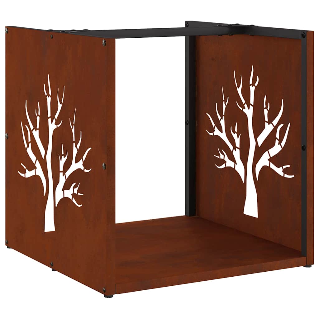 Rastrelliera per Legna da Ardere 40x40x40 cm in Acciaio Corten