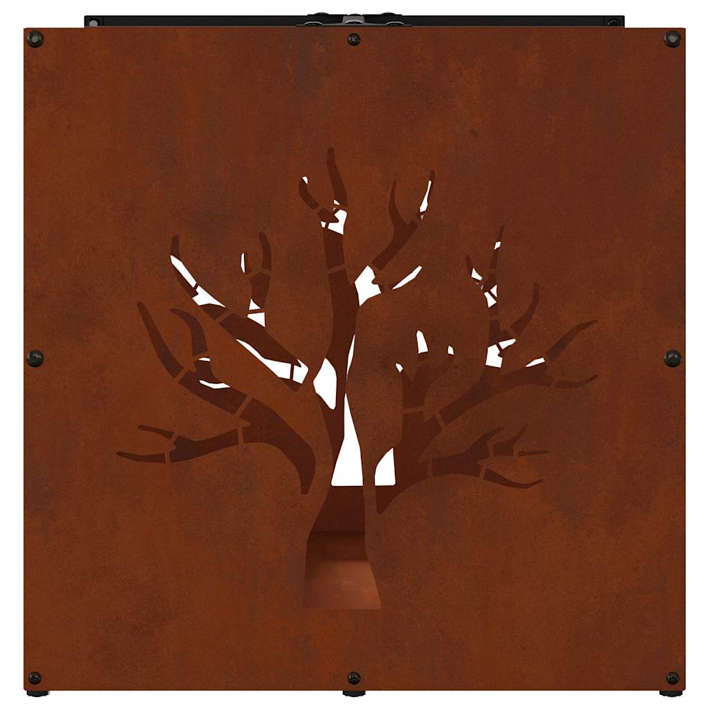 Rastrelliera per Legna da Ardere 40x40x40 cm in Acciaio Corten