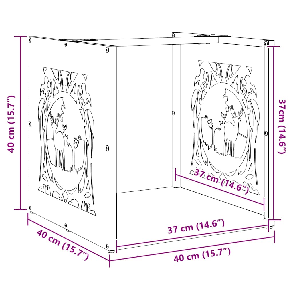 Rastrelliera per Legna da Ardere 40x40x40 cm in Acciaio Inox