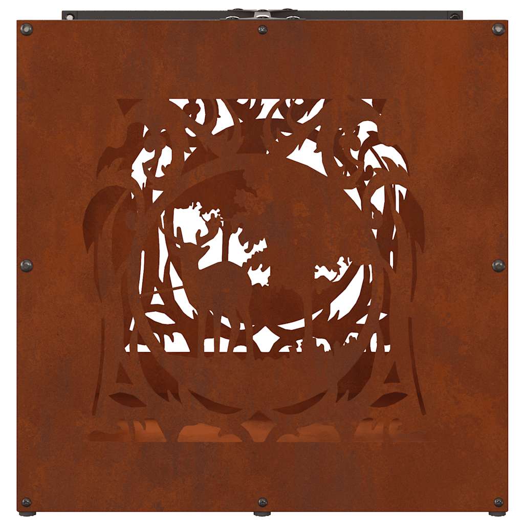 Rastrelliera per Legna da Ardere 40x40x40 cm in Acciaio Corten