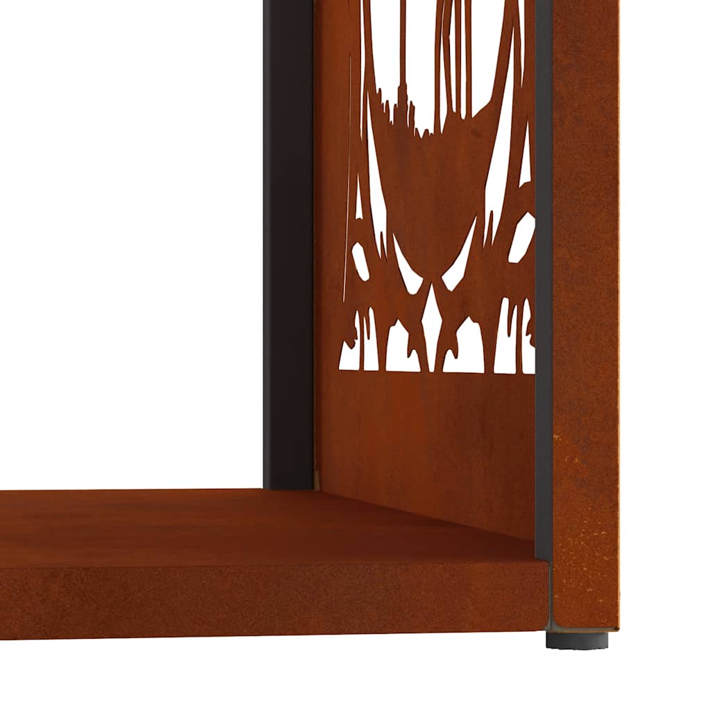 Rastrelliera per Legna da Ardere 40x40x40 cm in Acciaio Corten