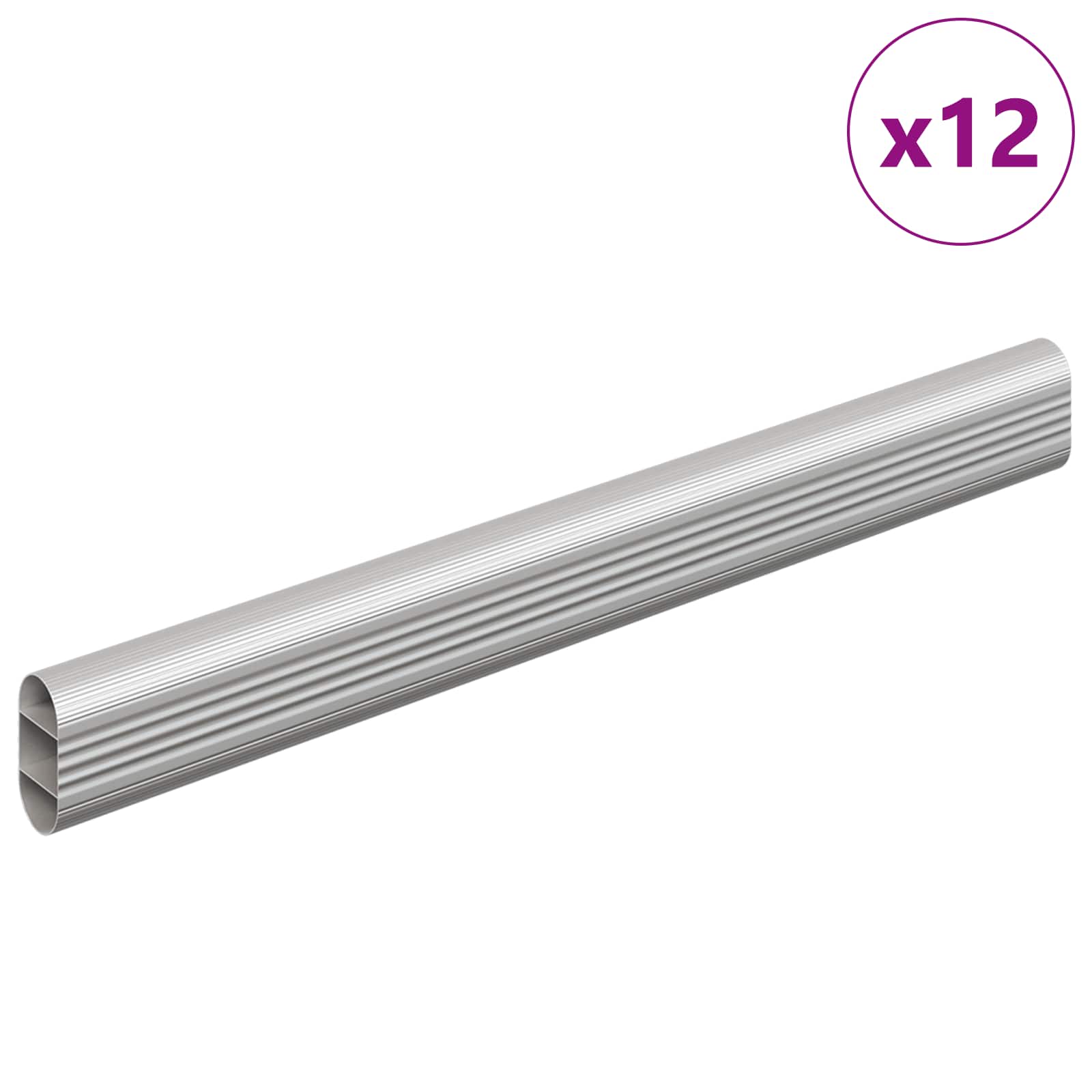 Asta per armadio 12 pz Argento 264 x 15 x 29 mm