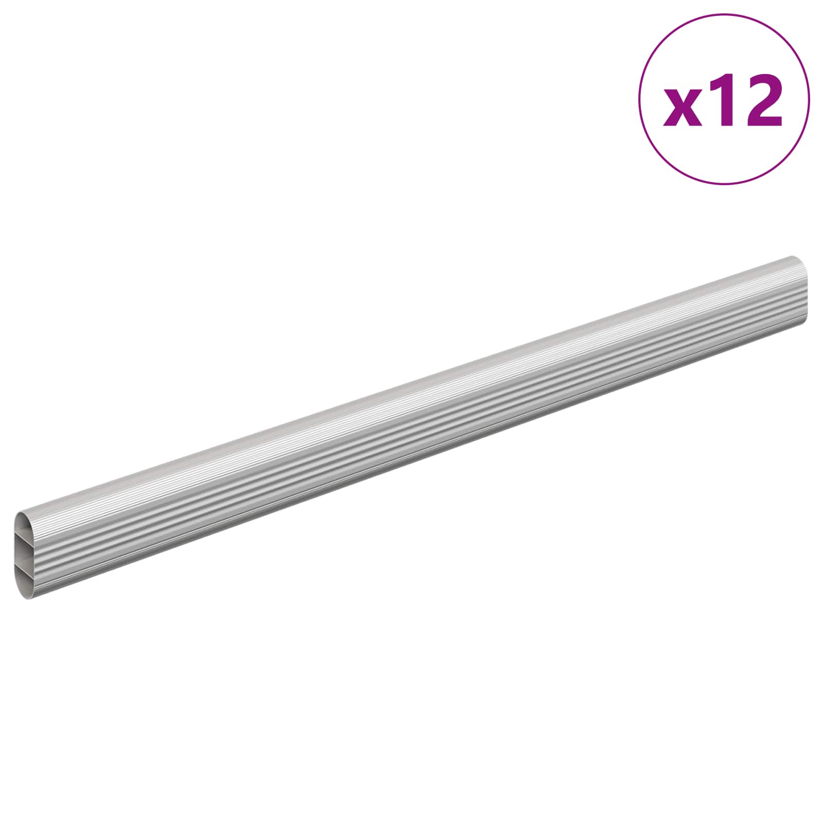 Asta per armadio 12 pz Argento 371,5 x 15 x 29 mm