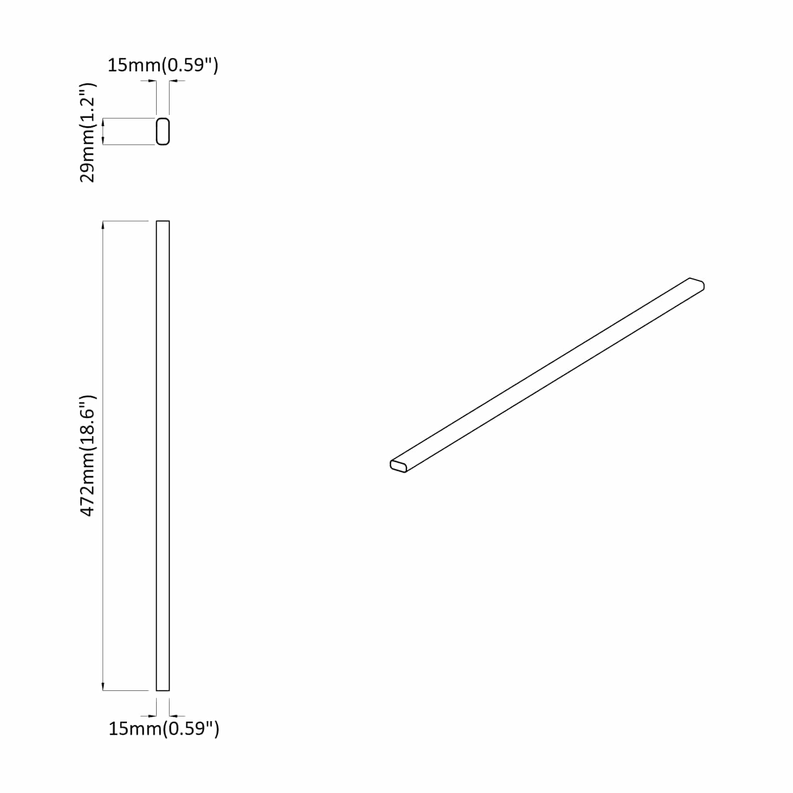 Asta per armadio 2 pz Argento 472 x 15 x 29 mm