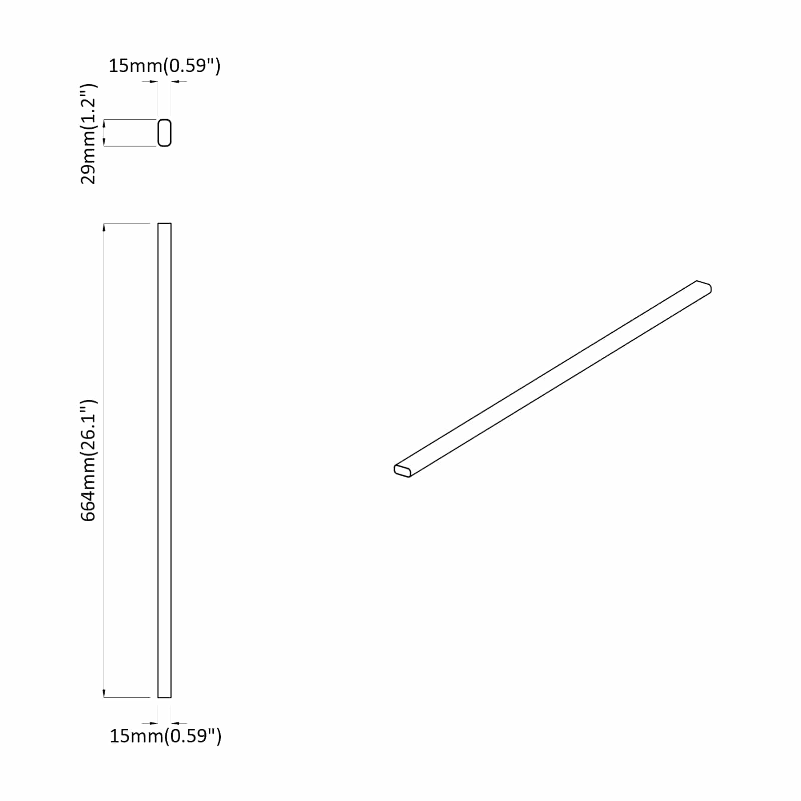 Asta per armadio 2 pz Argento 664 x 15 x 29 mm