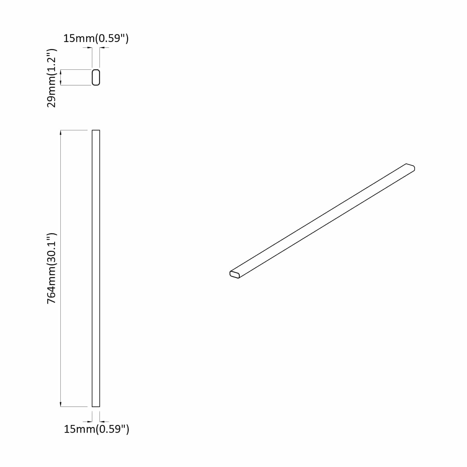 Asta per armadio 2 pz Argento 764 x 15 x 29 mm