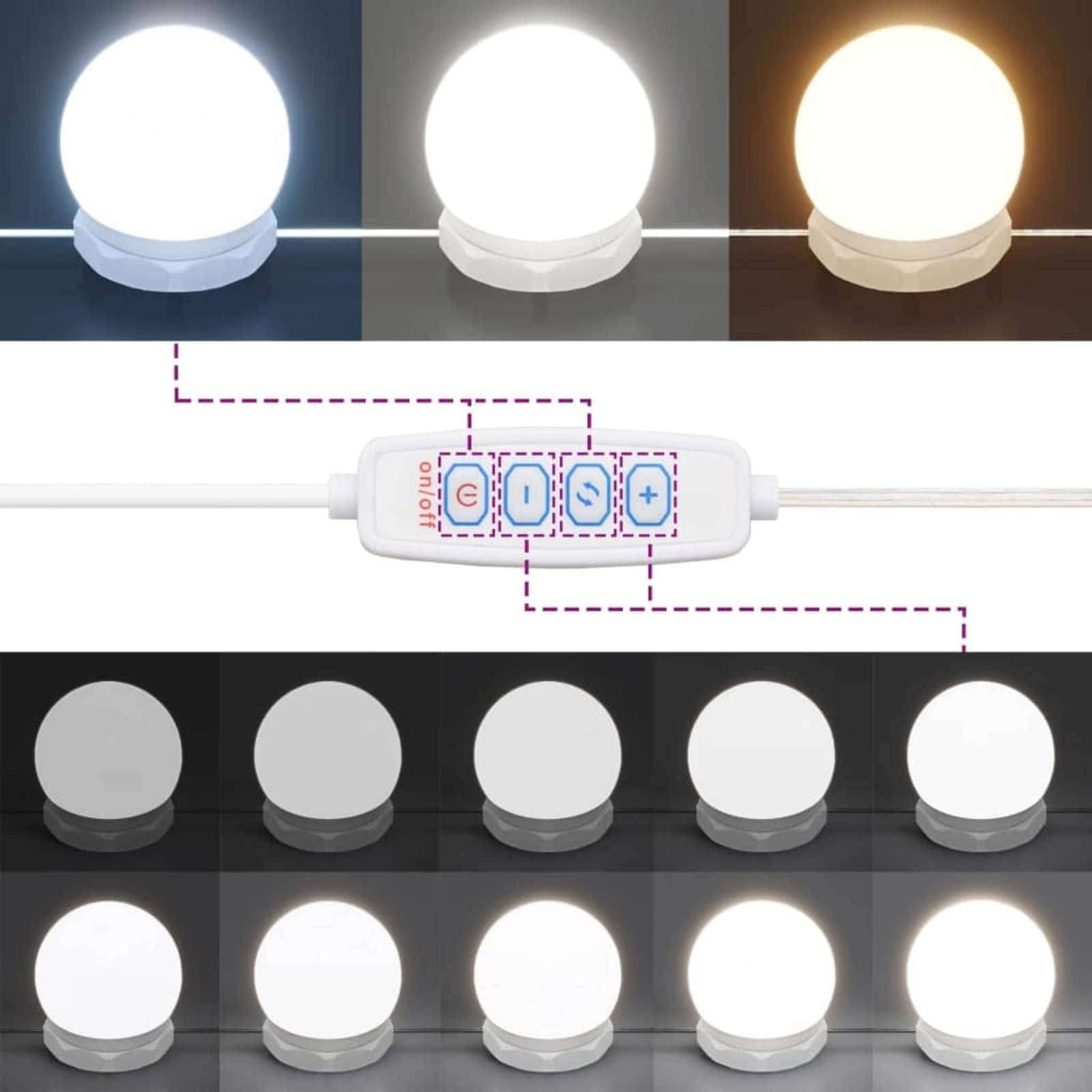 Luci per Specchio 2 pz Bianco 4,5 x 4,5 x 4,7 cm Plastica