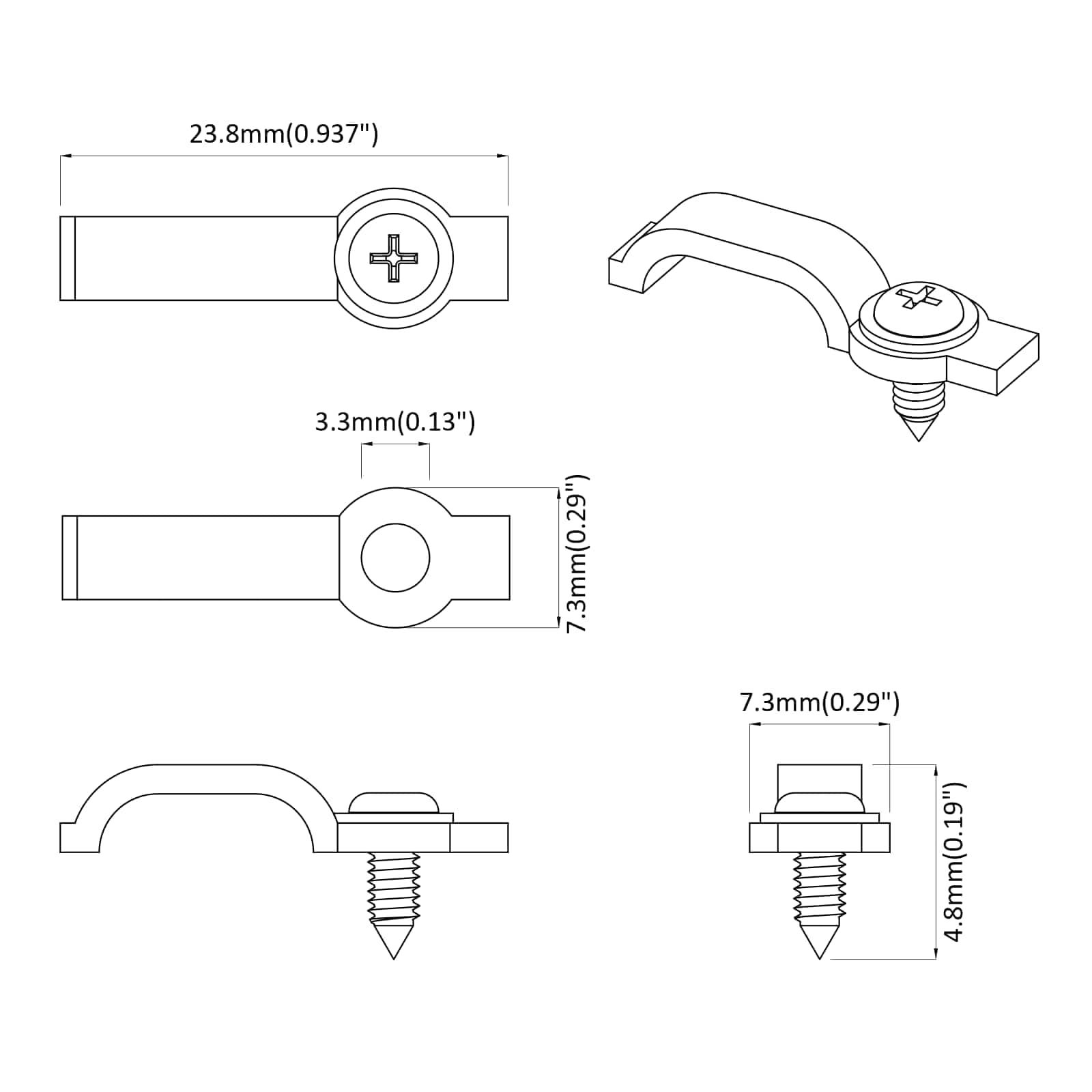 Clip per Striscia LED 23,8 mm 2 pz Trasparente Plastica e Ferro