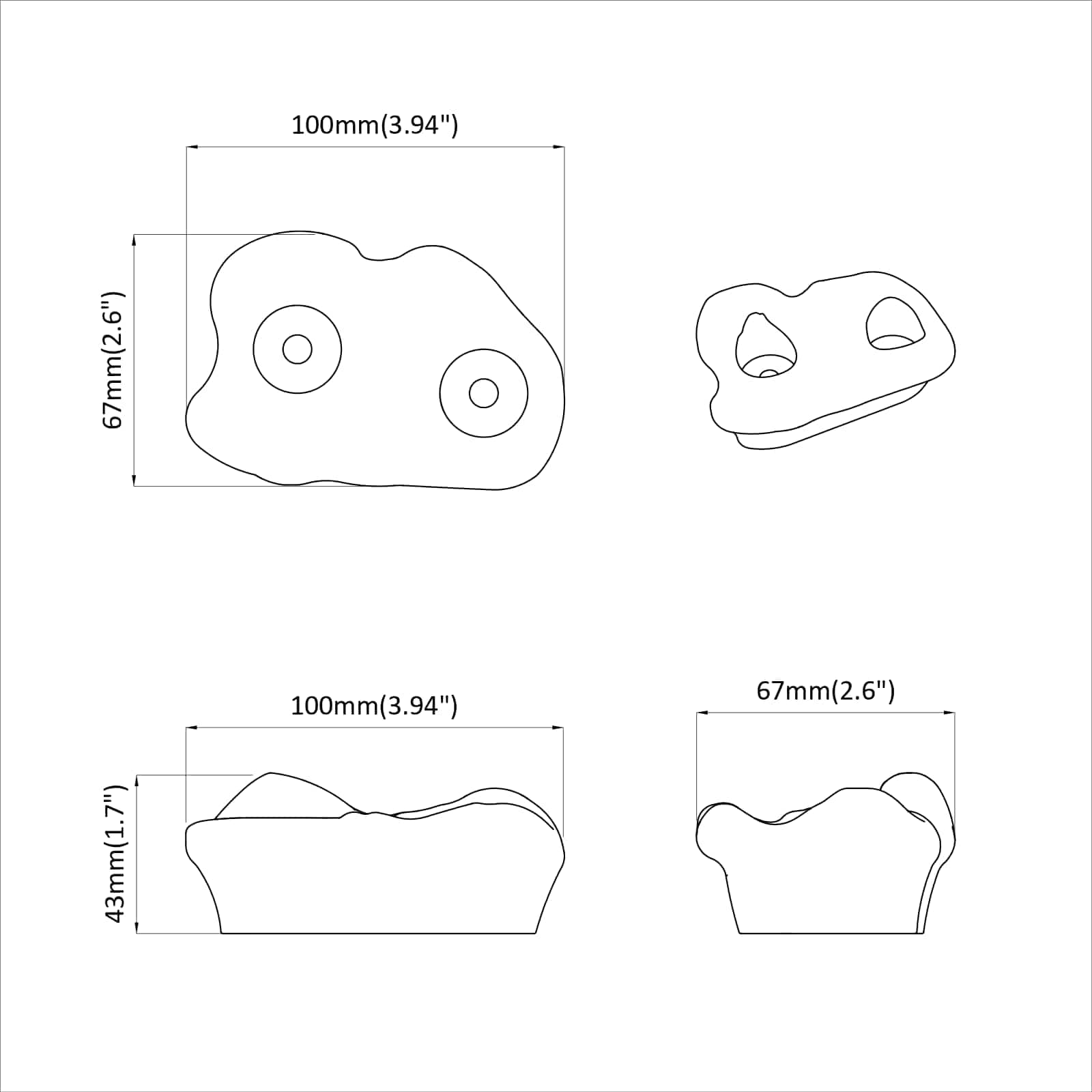 Presina da arrampicata 12 pz Verde 100 x 67 x 43 mm PP
