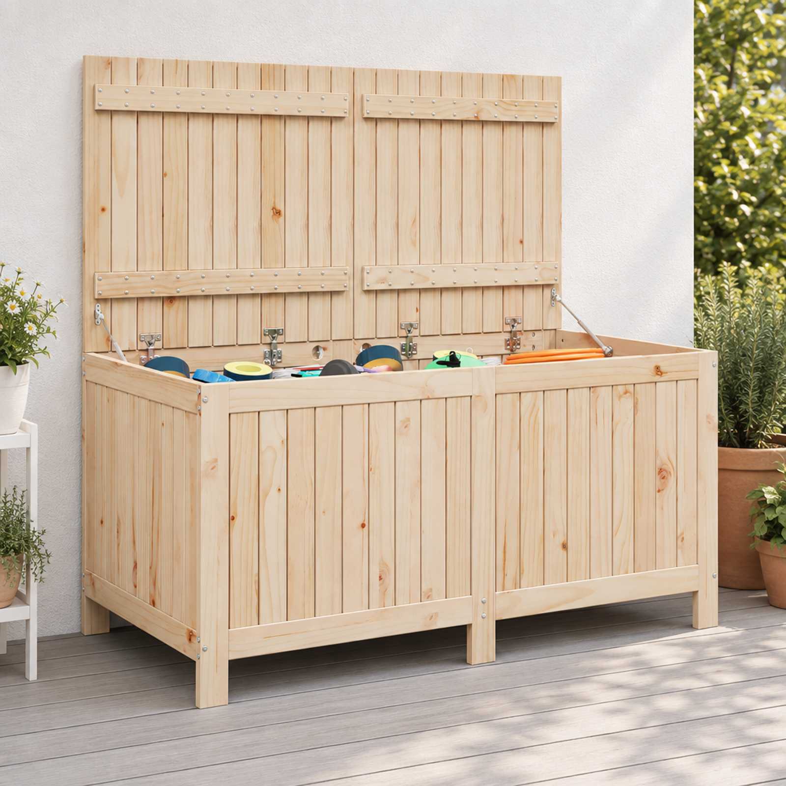 Scatola di Stoccaggio per Giardino 359 L Legno Massello di Pino