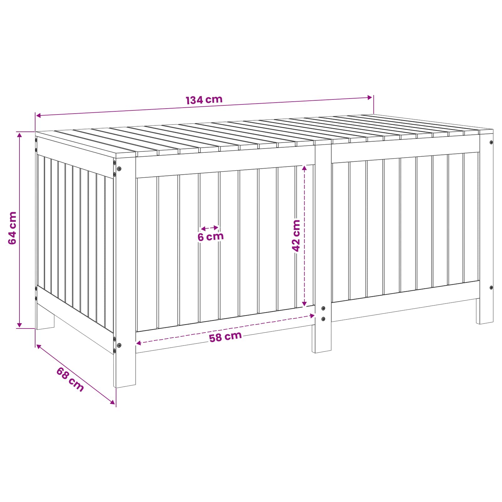 Scatola di Stoccaggio per Giardino 359 L Legno Massello di Pino