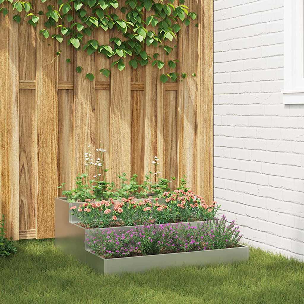 Vaso da giardino Argento 90 x 90 x 35 cm Acciaio zincato