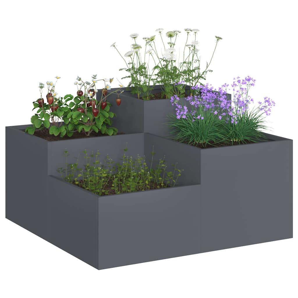 Vaso da giardino Antracite 80 x 80 x 48 cm Acciaio