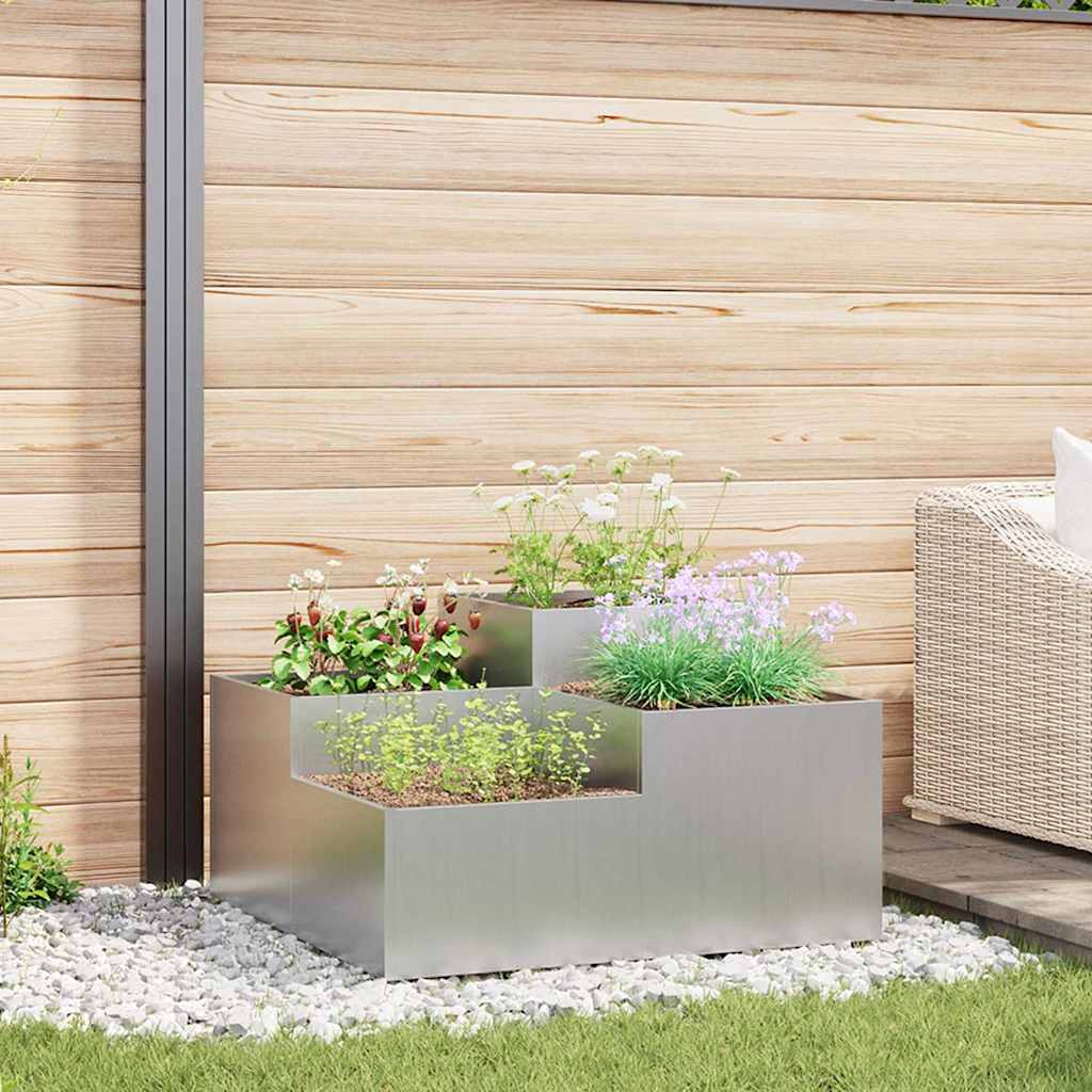 Vaso da giardino Argento 80 x 80 x 48 cm Acciaio zincato