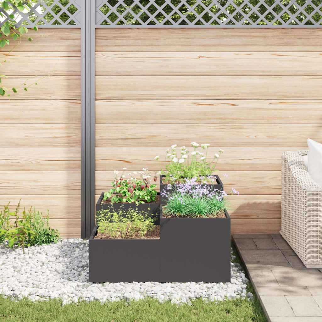 Vaso da giardino Nero 100 x 100 x 48 cm Acciaio