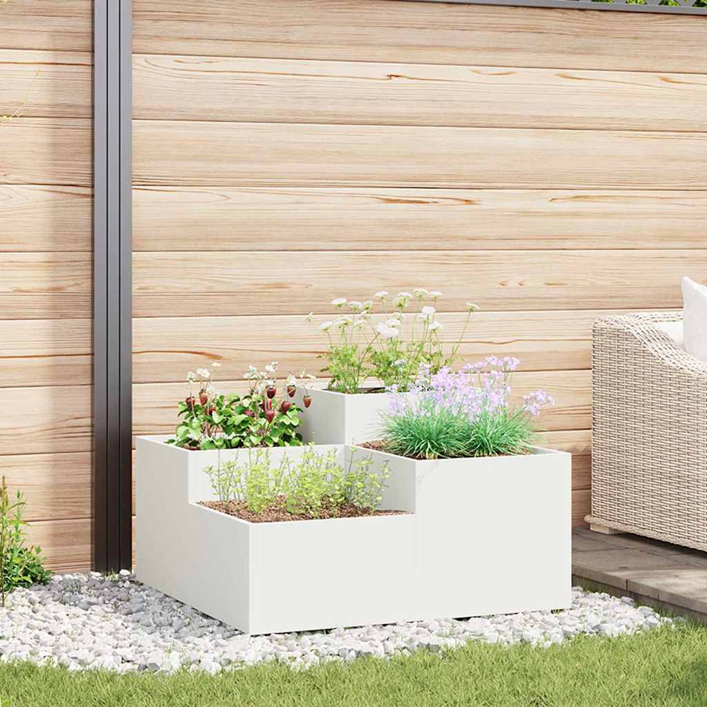 Vaso da giardino Bianco 100 x 100 x 48 cm Acciaio