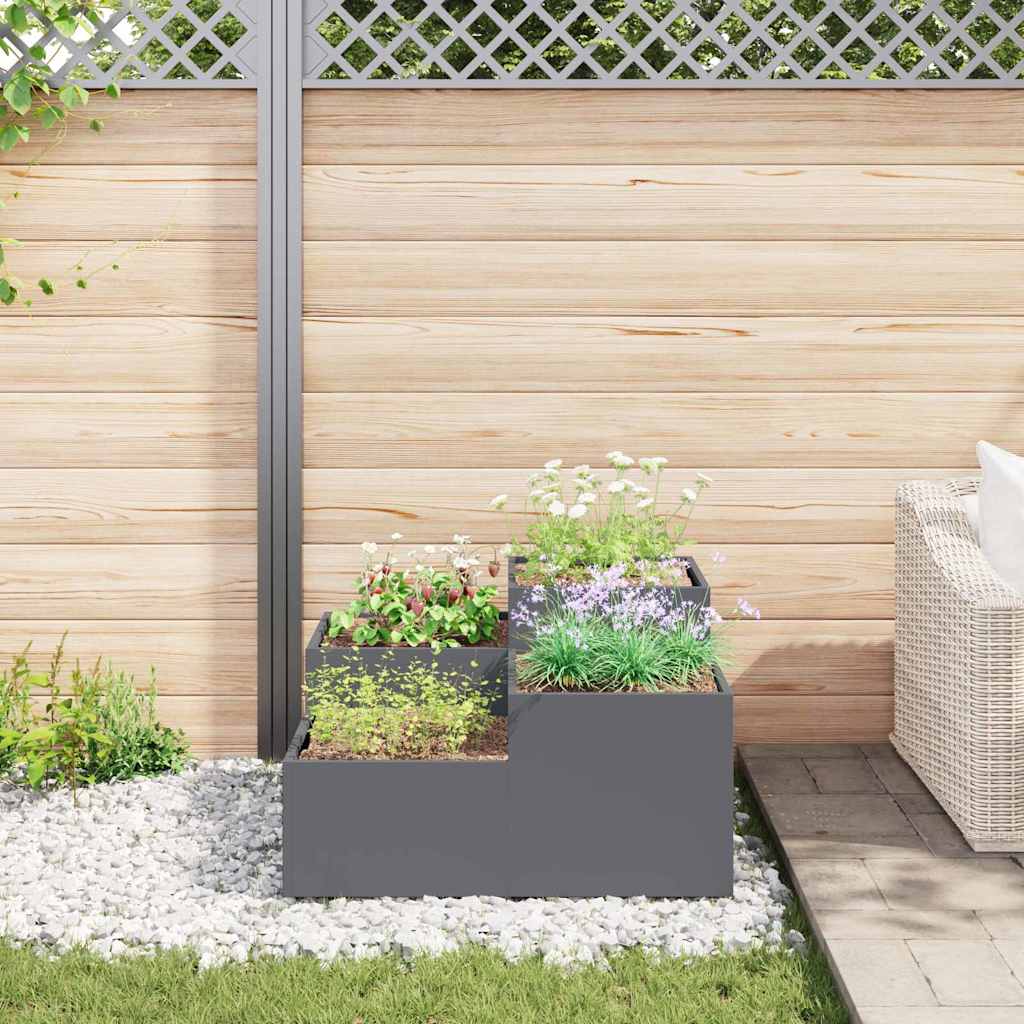 Vaso da giardino Antracite 100 x 100 x 48 cm Acciaio