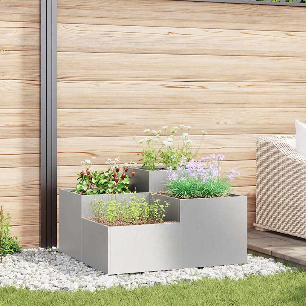Vaso da giardino Argento 100 x 100 x 48 cm Acciaio inossidabile