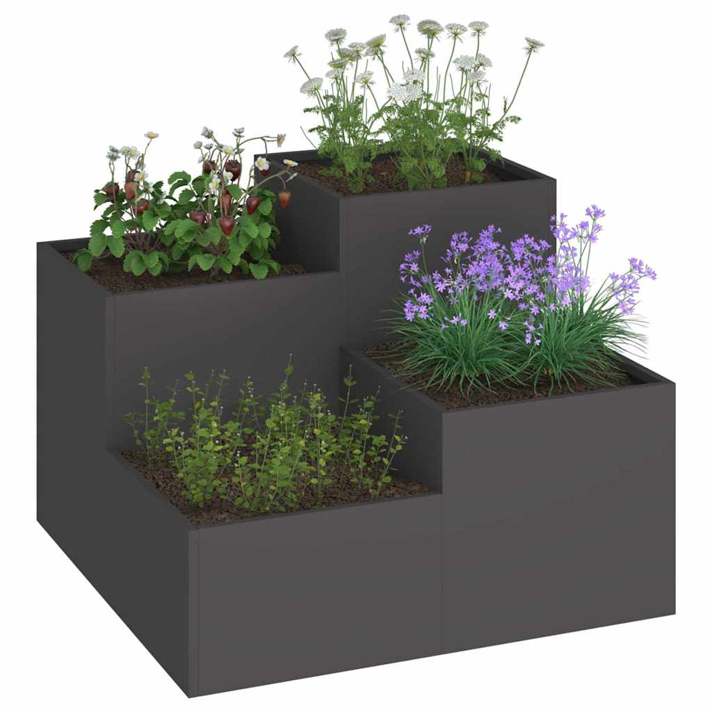 Vaso da giardino Nero 80 x 80 x 60 cm Acciaio