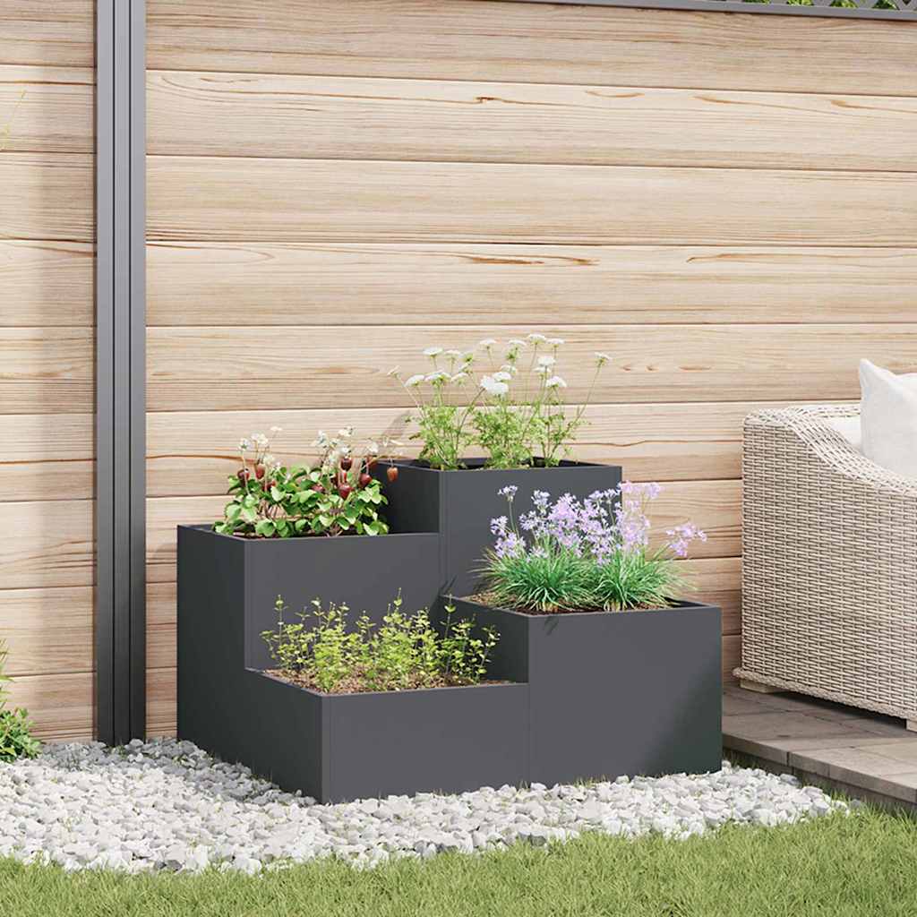 Vaso da giardino Antracite 80 x 80 x 60 cm Acciaio