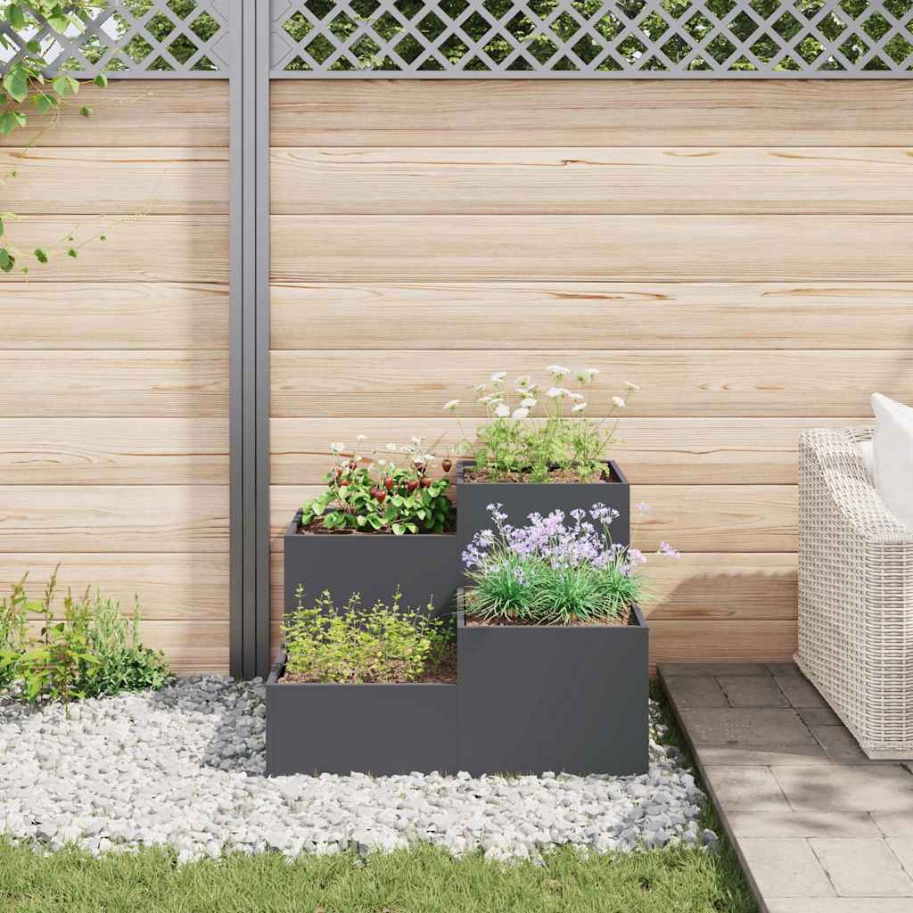 Vaso da giardino Antracite 80 x 80 x 60 cm Acciaio