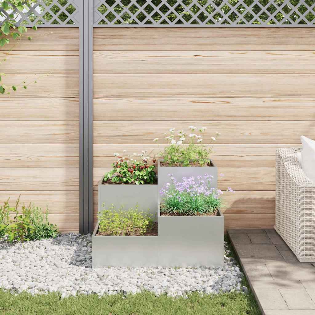Vaso da giardino Argento 80 x 80 x 60 cm Acciaio zincato