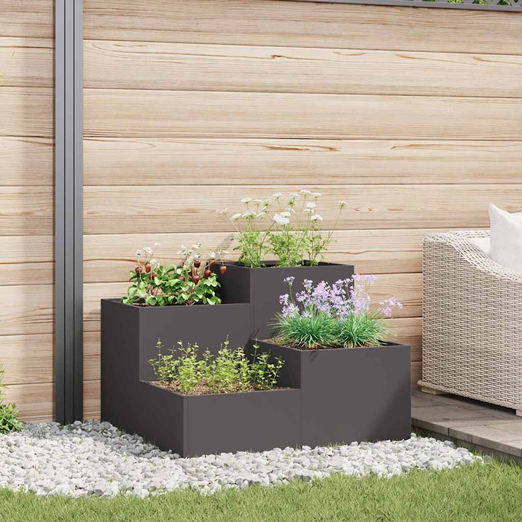 Vaso da giardino Nero 100 x 100 x 60 cm Acciaio