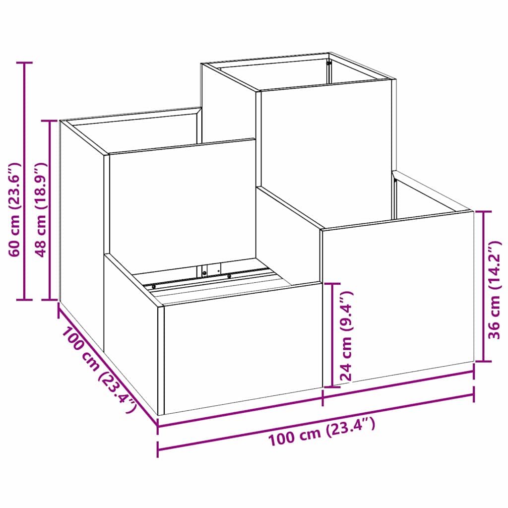 Vaso da giardino Ruggine 100 x 100 x 60 cm