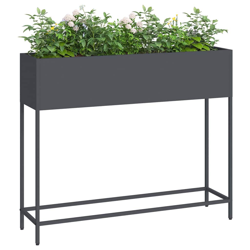Vaso da Giardino Rialzato Antracite 100 x 26 x 82 cm Acciaio
