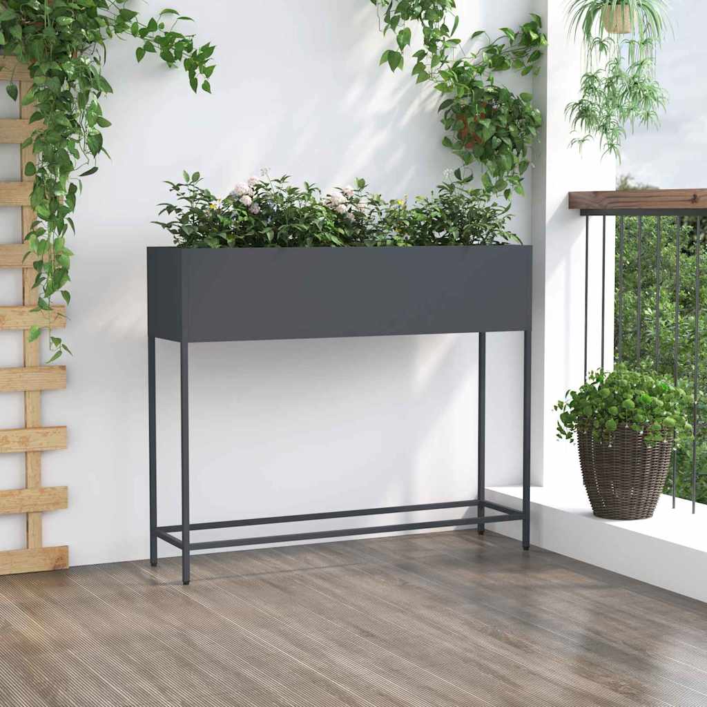 Vaso da Giardino Rialzato Antracite 100 x 26 x 82 cm Acciaio