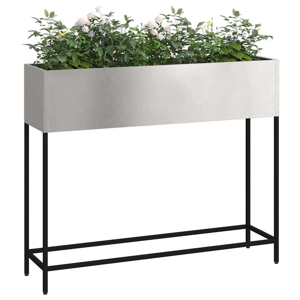 Vaso da Giardino Rialzato Argento 100 x 26 x 82 cm