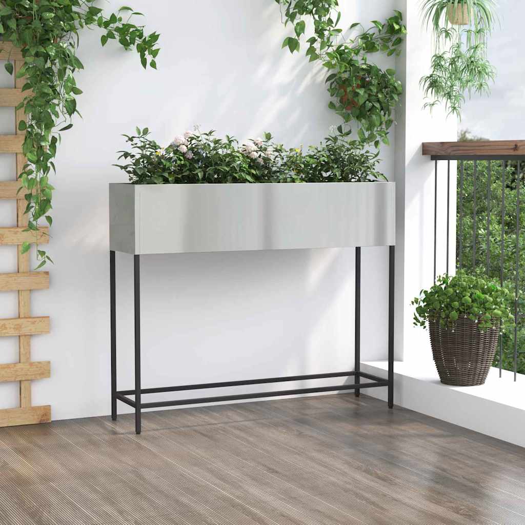Vaso da Giardino Rialzato Argento 100 x 26 x 82 cm