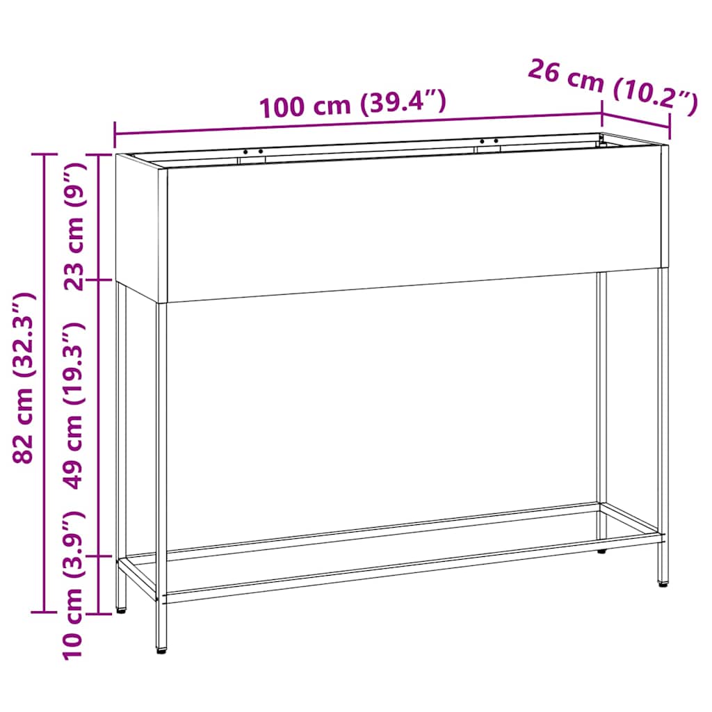Vaso da Giardino Rialzato Ruggine 100 x 26 x 82 cm