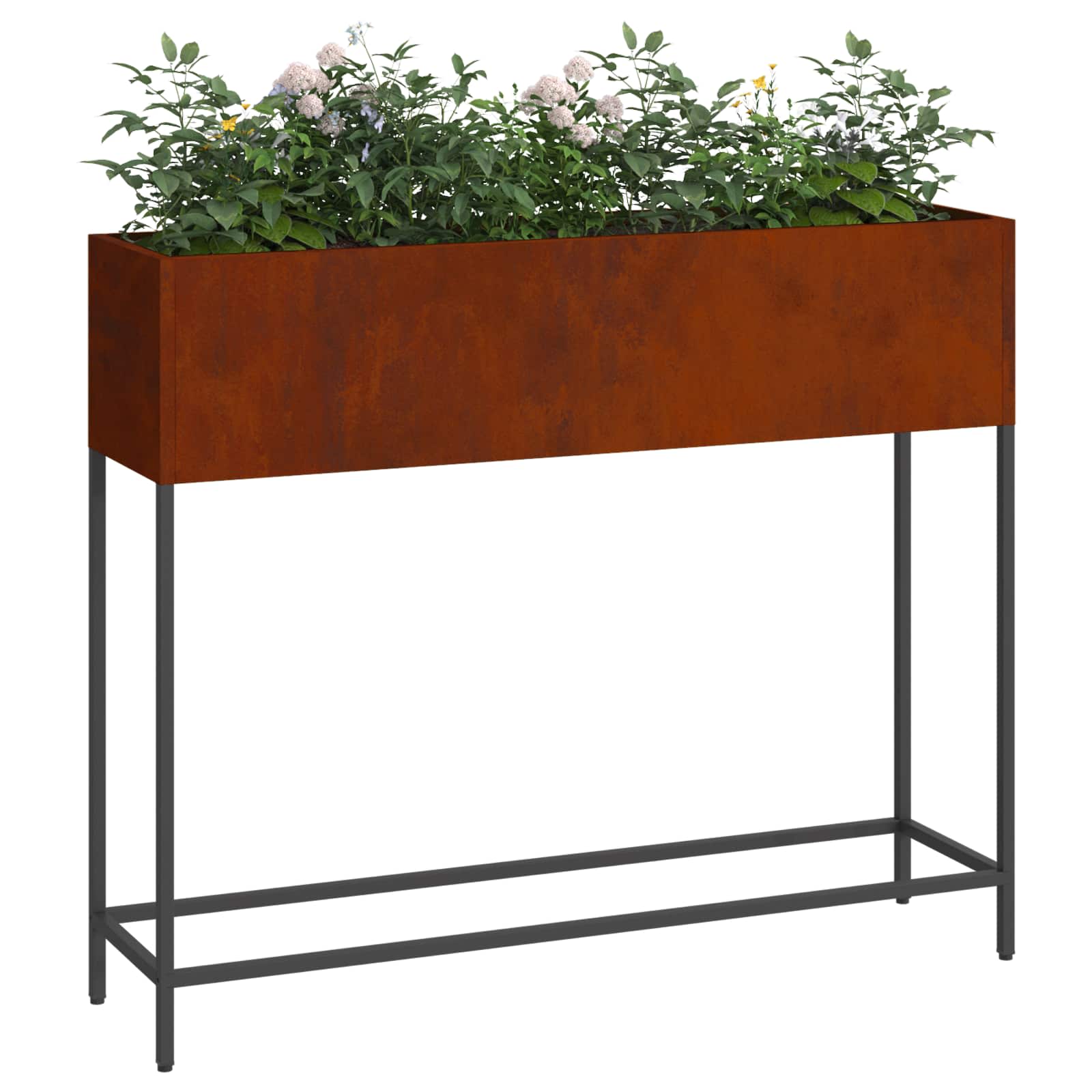 Vaso da Giardino Rialzato Ruggine 100 x 26 x 82 cm