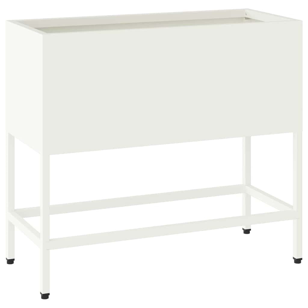Vaso da Giardino Rialzato Bianco 60 x 26 x 48 cm Acciaio
