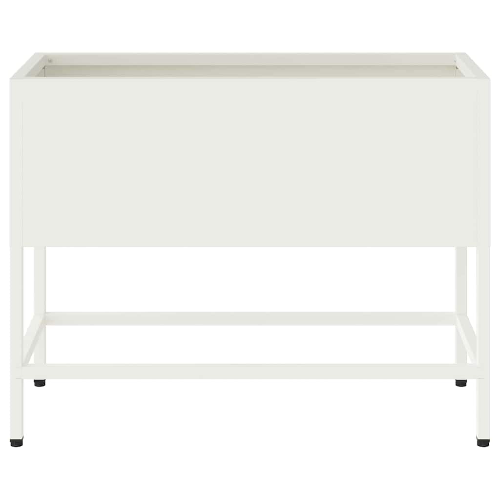 Vaso da Giardino Rialzato Bianco 60 x 26 x 48 cm Acciaio