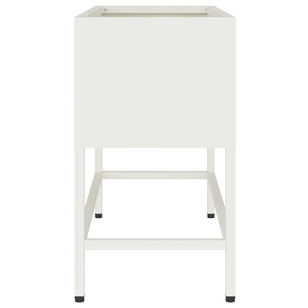 Vaso da Giardino Rialzato Bianco 60 x 26 x 48 cm Acciaio