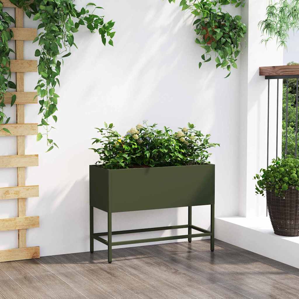 Vaso da Giardino Rialzato Oliver verde 60 x 26 x 45 cm Acciaio